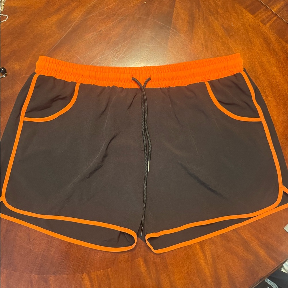 Stylish Black and Orange Men's Swim Board Shorts